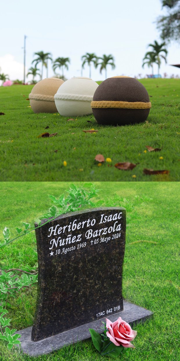 Jardín con esferas memoriales